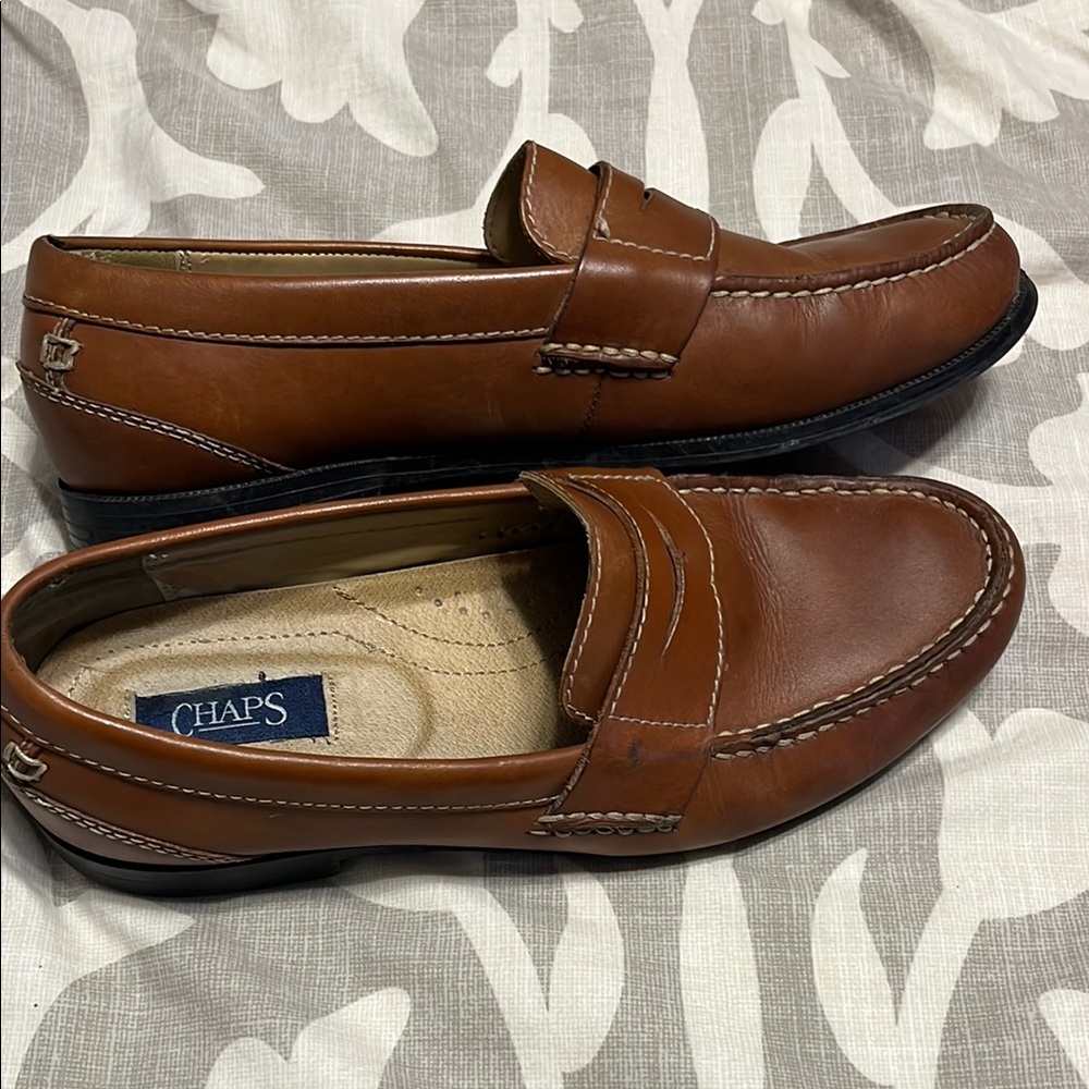 Chaps Brown Loafers Classic Penny Slip-Ons